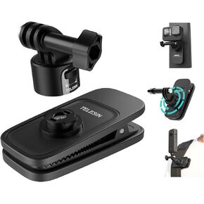 TELESIN S2 Quick Release Backpack Clip + Magnetic Mount, Bag Belt Shoulder Strap Holder Attachment for GoPro 12 11 10 9 8 7 Max Insta360 X3 X4 Go3 Ace Pro DJI Action 3 4 Osmo Pocket 3 Accessories