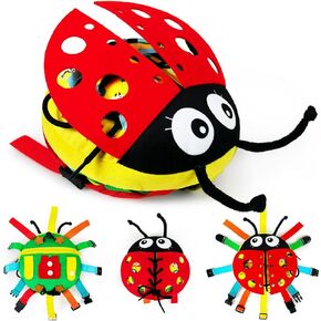 Sensory Buckle Pillow Toys, Travel Essential Toy for Toddler 1-3, Montessori Toys Fine Motor Skills Busy Toys, Sensory Fidget Toys for Autistic Children, Airplane Activities for Toddler 1-3