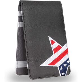 Craftsman Golf Leather USA Flag Star Gray Scorecard Holder Yardage Book Cover Golf Accessories Also can Customize Your Name