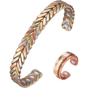 Copper Bracelets for Women for Arthritis and Joint, Magnetic Therapy Rings, Cuff Bangles, Magnetic Therapy Jewelry for Arthritis and Carpal Tunnel
