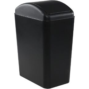 16 Liter Plastic Garbage Can, Waste Bin with Swing Lid (White)