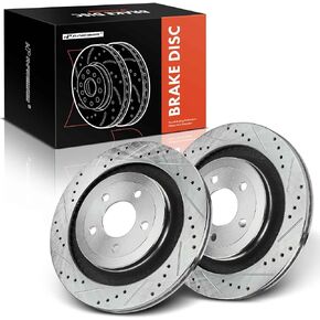 A-Premium 12.6 in (320 mm) Rear Drilled and Slotted Disc Brake Rotors Compatible with Ford Models - Mustang 2015 2016 2017 2018 2019 2020 2021 2022, 2-PC Set