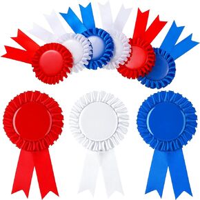ميداليات جائزة Sureio Blank Award Ribbon Rosette Ribbon، اصنع شرائط مكانك الخاصة، أشرطة تقدير مشرفة لإكسسوارات حفلات الفصل الدراسي DIY، أبيض، أزرق، أحمر (12)