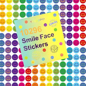 Youngever 10296 pcs Happy Smile Face Stickers, 12 Colors, Incentive Stickers for Reward Behavior Chart 3/8 Inch, Teacher Supplies Classroom Supplies (Golden)
