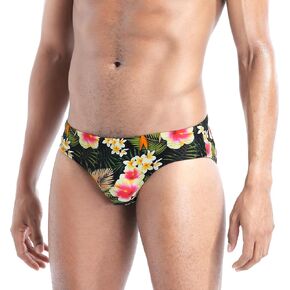 Men's Swim Brirfs Quick Dry Swimwear with Removable Pad and Drawstring Sexy Printed Bikini Briefs Underwear