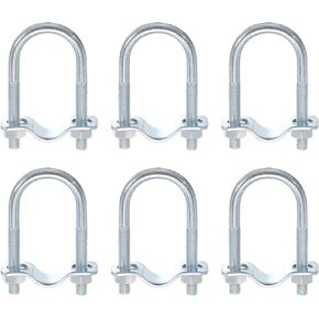 uxcell Round U-Bolts Pipe Clamp, 6pcs Fit 3/4"(20mm) to 3/4"(20mm) Double Pipe Clamp Pipe Buckle for Greenhouse Awning Frames Antenna Mast