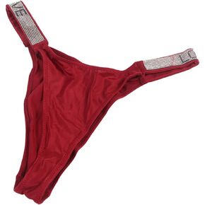 comeondear G String Thongs for Women Rhinestone Micro Thongs Plus Size T-Back Panty Low Rise Diamond Y Back Underwear