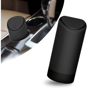 1 PC Car Center Console Trash Can, 6.29" x 2.55" Silicone Elastic Press Opening Embedded Cup-Type Debris Storage Box, Portable Cleaning Decoration Accessory, for Most Car Models (Black)
