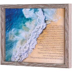 Dicksons FRMWDWG-1411-76 Footprints In The Sand Poem Woodgrain 12 x 15 Wood And Glass Shadow Box Style Framed Wall Art