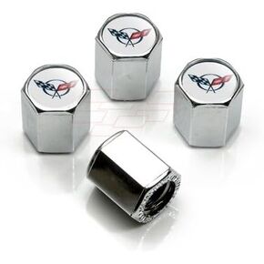 Corvette C5 Logo Chrome Tire Stem Valve Caps