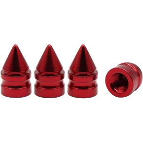 Accretion Impale Spike Style Polished Aluminium Alloy Valve Stem Caps, Universal Fit Tire Stem Valve Caps for Cars, Trucks, Motorcycles, Bicycles, Black, 4 Pack