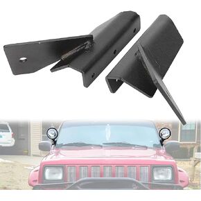 ALAVENTE Windshield Light Brackets A Pillar Lower Windshield Mount Bracket for Jeep Cherokee XJ 4WD/2WD 1984-2001, Comanche MJ 4WD/2WD 1986-1992 (Pair, Black)
