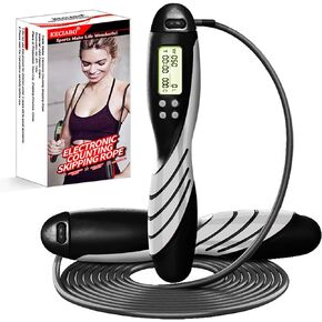 Jump Rope, LCD Digital Counting Skipping Ropes, Adjustable Weight Calories Time Setting with Sound Reminder Jump Ropes for Men, Women and Kids Keeping Fit, Workout and Weight Loss