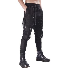 MOKEWEN Men's Streetwear Urban Techwear Ankle Band Casual Cargo Pants with Pockets Jogger