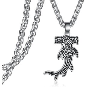 Hammerhead Shark Necklace 925 Sterling Silver Hawaiian Tribal Shark Necklace Shark Jewelry for Men Boys Shark Lovers Shark Week Gifts