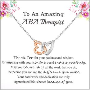 WSNANG ABA Therapist Necklace Behavior Therapist Gift Thank You ABA Therapy Teacher Jewelry Autism Awareness Gift