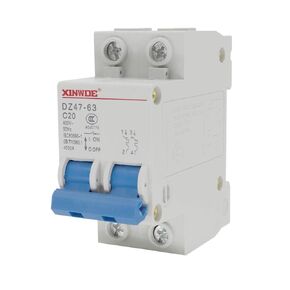 Miniature Circuit Breaker Low-Voltage DZ47-63 2 Pole 20A 400V DIN Rail Mount C20