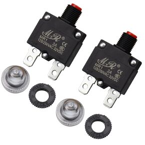 7 Amps Thermal Circuit Breakers 125/250V AC 32V DC Push Button Manual Reset Overload Protector Switch 7A 2 Pack with Transparent Cover
