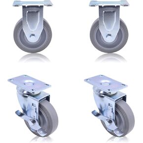 عجلات DGQ مقاس 4 بوصات عالية التحمل من الدرجة التجارية، مجموعة مكونة من 4 قطع (2 صلبة، 2 فرامل) in Kuwait