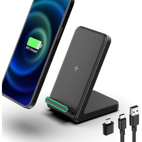 محطة شحن لاسلكية لهاتف Samsung Galaxy S24/S23/S23+/S22/S22+/S21/S20/S20+/S10/S9+/S9/S8/S8+/S7/Note10/9/8 حامل شحن لاسلكي Qi 15 وات لهاتف iPhone 15/14/ محول USB 13/12/11 OTG (لا يوجد محول تيار متردد) in Kuwait