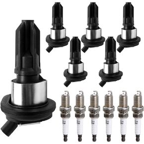 Ignition Coil Pack & Spark Plugs Replacement for 2002 2003 2004 2005 2006 Chevy Trailblazer Colorado GMC Canyon Envoy XL XUV Isuzu Ascender Oldsmobile Bravada 4.2L 3.5L 2.8L, UF303 C1395, Set of 6