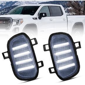 LED Side Mirror Task Light Compatible with Chevy Silverado GMC Sierra 1500 2019-2022 White Front Towing Mirror Spot Lamps Smoked Lens