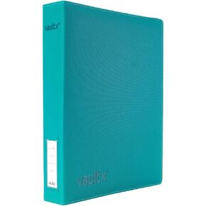 Vault X Premium Exo-Tec 3 Ring TCG Binder for 9 Pocket Trading Card Pages - 30+ Page Capacity Easy Open 3 D-Ring Clip Binder for TCG CCG Photo Cards (Slim, Teal)
