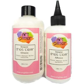 Art Glitter Designer Dries Clear Adhesive 8 oz Refill & 4 oz with Applicator Tip, Multicolor