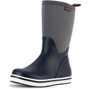 Kid's Mid Calf Deck Boots Boys Girls Waterproof Insulated Rubber Rain Boots Durable Mud Boots for Cold Day