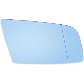 X AUTOHAUX Car Rearview Mirror Glass Replacement with Backing Plate Blue Heated Right Passenger Side for BMW 550i 525i 528i 545i