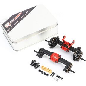 RCAWD 100% Durability Increase Differential & Diff Locker Portal Axles Front Rear Set Converted for FMS FCX24 Power Wagon Smasher Lemur K5 Blazer & FCX18 LC80 Upgrades Brass Weighted Parts Black
