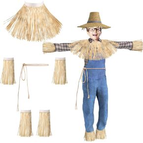 Sumind 12 Pieces Halloween Scarecrow Straw Kit Scarecrow Costume Accessories for Kids Adults Party Dress up Decorations