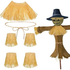 Sumind 12 Pieces Halloween Scarecrow Straw Kit Scarecrow Costume Accessories for Kids Adults Party Dress up Decorations