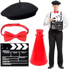 Adult Movie Director Costume Set Include Hat Bowtie Clapboard Megaphone for Film Birthday Party Photo Props