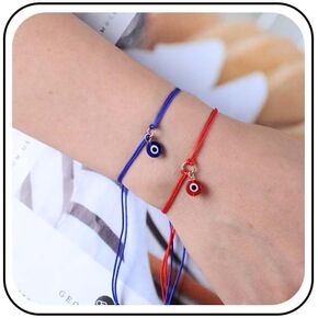 Boho Evil Eye String Bracelets Red Adjustable Evil Eye Bracelet Blue Eye Rope Bracelet Handmade Evil Eye Bracelets Layered Weave Evil Bracelet Jewelry for Women and Girls