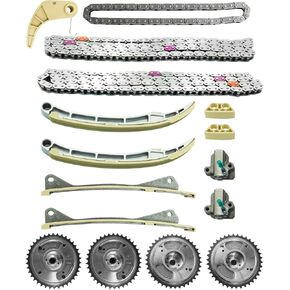 16PCS 24321-3L100 Engine Timing Chain Kit with Cam CVVT Gear Fit for Hyundai Azera Santa Fe Palisade Genesis G70 G80 G90, Kia Sorento Sedona Telluride Cadenza K900 3.3L 3.8L #24350-3CGA1 24410-3CGA3