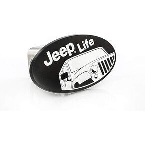 Jeep Hitch Cover - The American Legend Established Since 1941 Jeep 4X4 - Quality UV Printed Black Powder Coated Solid Brass Emblem with Stainless Steel Post