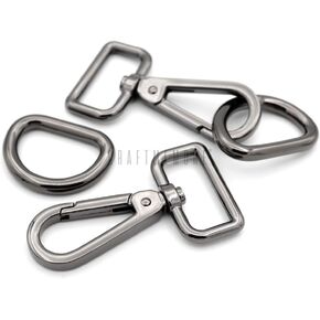 CRAFTMEMORE 2 Sets 1.25" Swivel Push Gate Snap Hooks Lobster Claw Clasp with 1 inch D-Rings Purse Making Accessories SC21D (Brushed Brass, 1-1/4 inch)