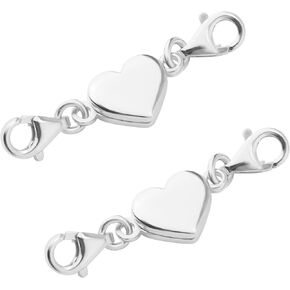 2pcs Heart Shaped Magnetic Clasps, Silver Double Jewelry Lobster Clasp Alloy Necklace Closures Bracelet Chain Extender for Jewelry Making DIY Accessories in Saudi Arabia