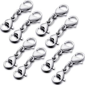 MTLEE 8 Pcs Double Lobster Clasp Extender Double Claw Connector Bracelet Extension Clasp Small Bracelet Extender Necklace Shortener Clasp for DIY Jewelry Making Women Girls 25 Mm/ 0.98 Inch(Gold)