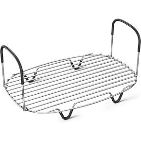Goldlion Steam and Roast Rack Compatible with Ninja Crockpot Slow Cooker - Stainless Steel Roasting Rack with Silicone-Protected Feet & Handles - Accessories for Ninja Foodi Possiblecooker, Black