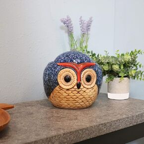 Sunnydaze Ceramic Owl 6-Inch Indoor Tabletop Fountain - Electric Submersible Pump with Adjustable Flow - Soft Water Sounds Multicolor