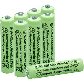 Solar Light Batteries AAA Triple A NIMH 600mAh 1.2V Rechargeable for Garden Lights Remotes Mice(8Pcs)