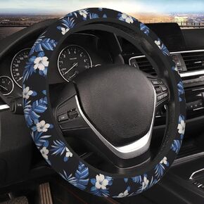 Blue Flowers Steering Wheel Cover, Cute Floral Auto Steering Wheel Protector Universal Car Accessories Neoprene Interior Decor Protection 15 Inch Fit US SUV Sedan Vans Trucks for Women Men Adults in Saudi Arabia