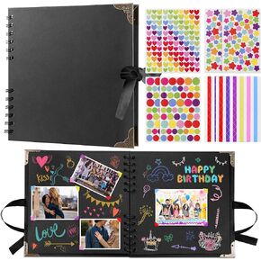 GWHOLE Scrapbook Album 60 Pages 8 x 8 inch Thick Kraft DIY Scrap Book Present Book Memory Books Scrapbook Supplies for Kids Adults Couples