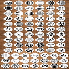 81 Pcs Face Painting Stencils 3"x5.5", Body Facial Painting Stencils, Reusable Flowers Mermaid Scale Leopard Cracks Claw Stencils Makeup Kit Face Tracing Stencils for Holiday Halloween Party