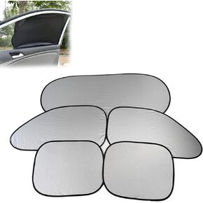 jeseny 6 PCS Car Sun Shade Medium Car Windshield Sunshade Set Includes 2 Front Rear Sun Visor for Car Windshield, 4 Side Window Sun Shade Uv Rays Sun Visor Protector, Block UV Rays and Sun Heat