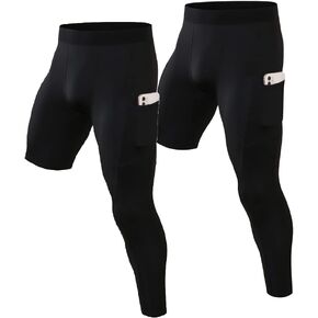 One Leg Compression Tights for Basketball Athletic Workout Gym Leggings with Pockets