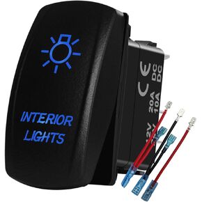 الأزرق Led أضواء داخلية الروك التبديل مع 5P On Off SPST تبديل التبديل ل 12 فولت/24 فولت سيارة شاحنة جيب YJ بولاريس رينجر UTV ATV SXS in Kuwait