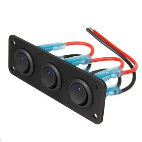 3 Gang 9 Pin Rocker Switch Panel Toggle Switches Panel DC12-24V 20A ON/Off Blue LED Light Switch Controlfor Car Vehicle Truck Boat RV Ship(3 Gang)